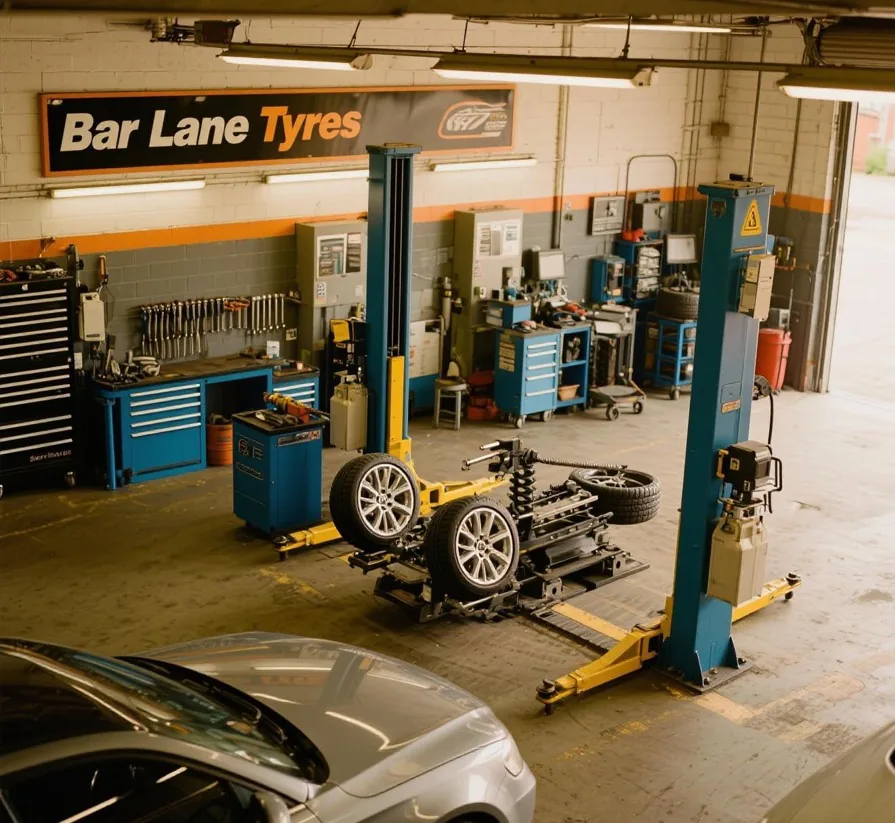 Technician fitting alignment targets to wheel