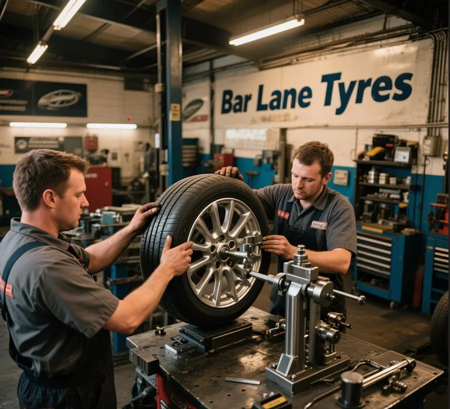 Mechanic checking toe and camber
